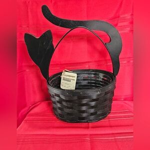 Longaberger Halloween Black Kitty Cat Basket And Protector New With Tag